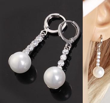 39x10mm WHITE PEARL CZ DANGLE EARRINGS